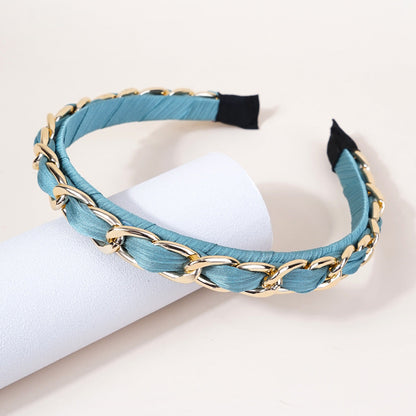 Cross-border new style headband women's European and American simple Baroque style head buckle metal lock chain wash face pressing headband hair cave