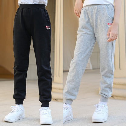 Girls Spring Trousers Cotton Stretch Sports Pants Casual Knitted Closure High Waist Loose Slim Elementary School Kindergarten Trend