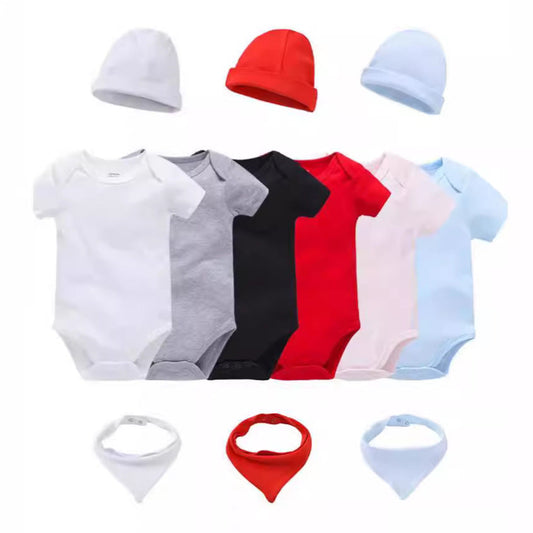 Bodysuit, plain cotton short-sleeved children's clothes, baby A-type boys and girls solid color triangle romper 