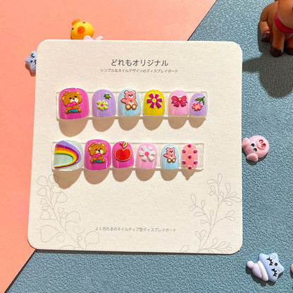 Children's nail stickers girls wear nails self-adhesive nail stickers cartoon cute princess false nail pieces embossed nail pieces