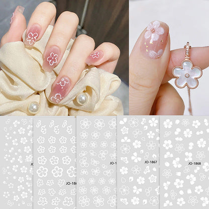 Nail stickers wholesale white flower ice flower stickers small white flower nail stickers waterproof with adhesive backing nail stickers