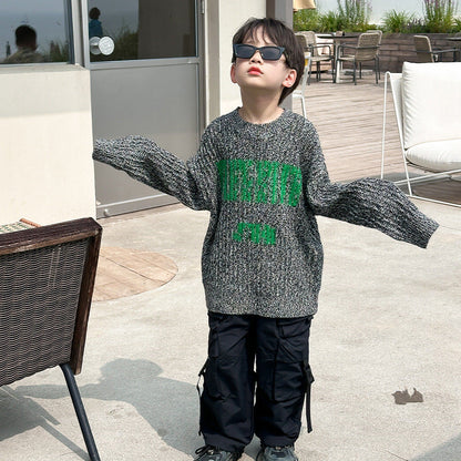 Children's pants overalls boys overalls casual pants spring and autumn 2024 new boys loose fashionable trousers trend