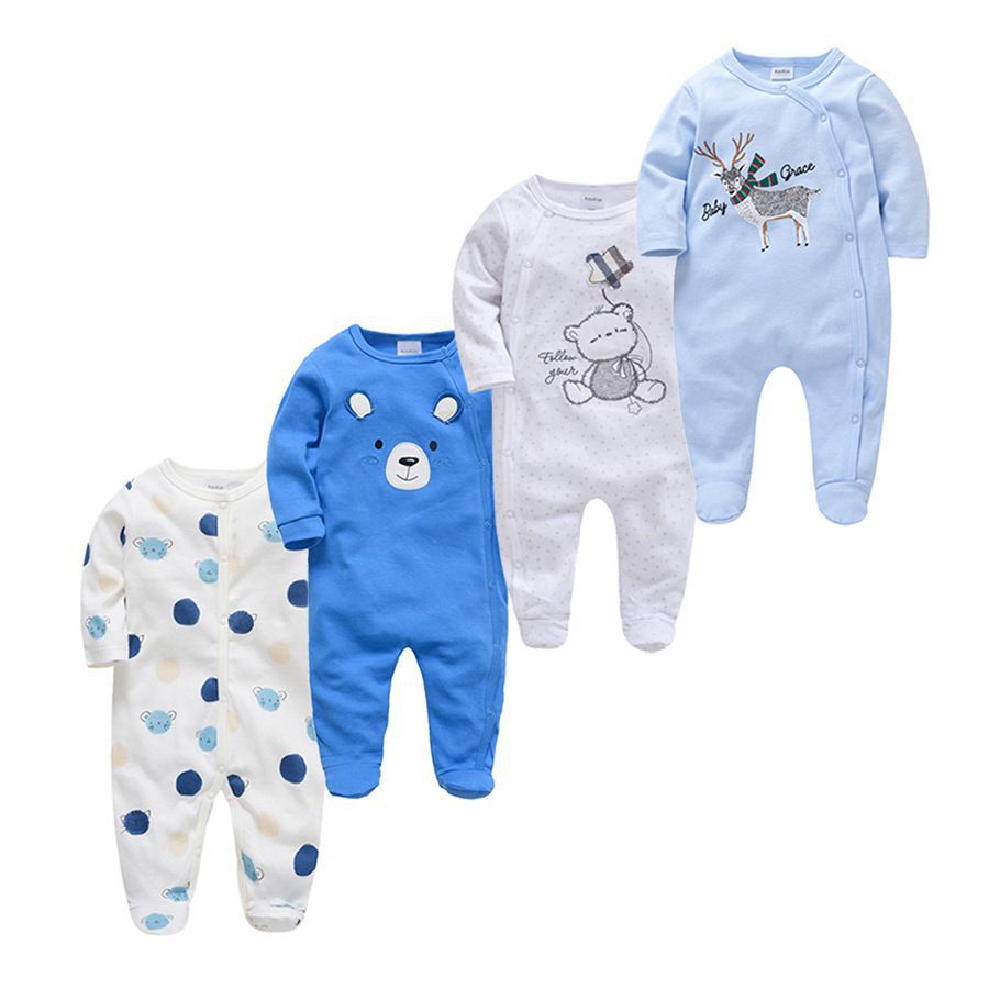 Newborn jumpsuit clothing four-piece set infant and toddler long-sleeved foreign trade boy jumpsuit crawling clothes cross-border wholesale 