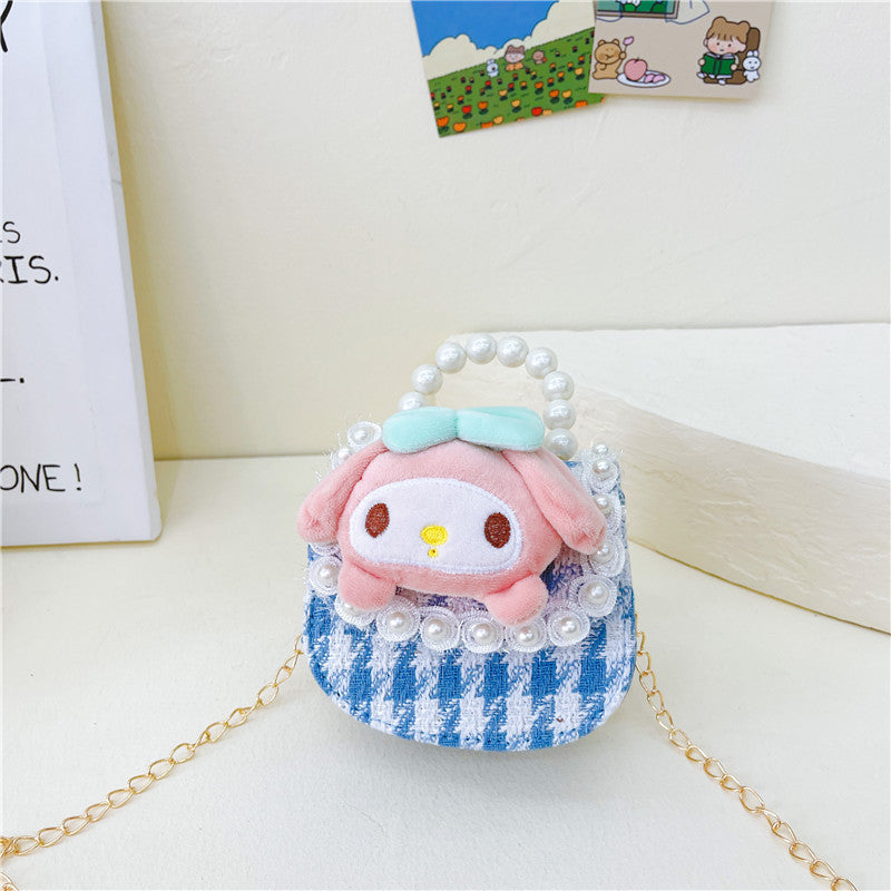 Cute Princess Crossbody Bag Fashion Pearl Handbag Girls Chain Shoulder Bag Cartoon Children Bag Wholesale 