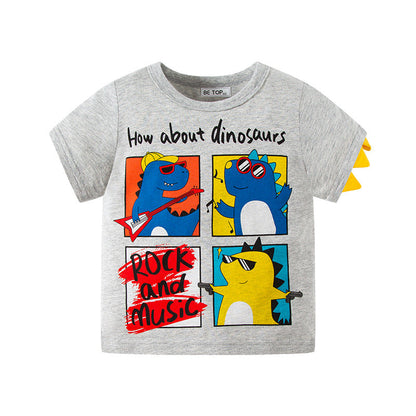 be top children's clothing new dinosaur children's Korean version cartoon short-sleeved summer clothing fashionable and trendy one-piece distribution