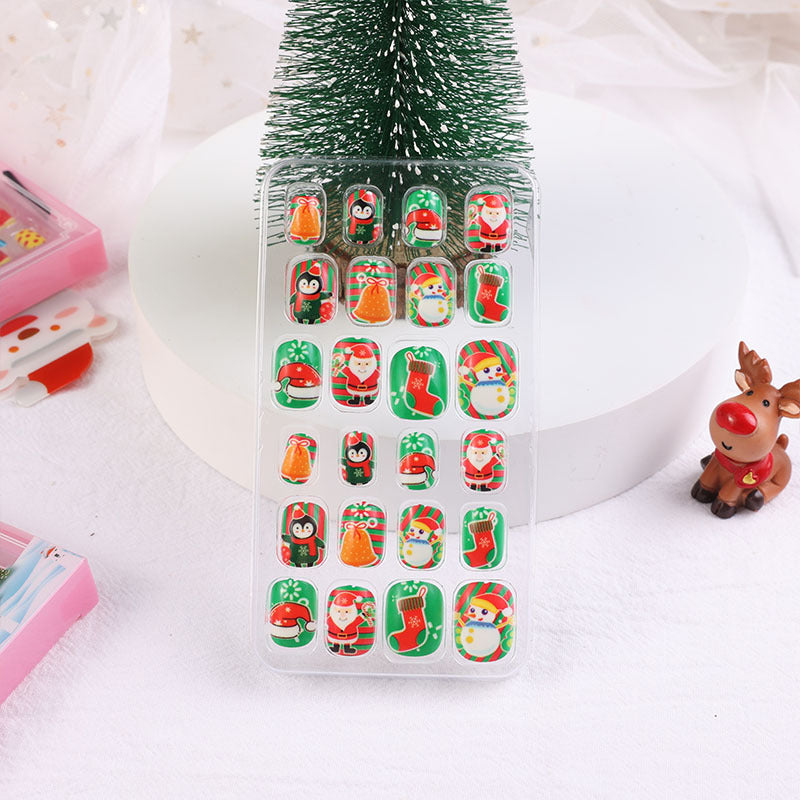 Children's nail stickers baby toddler boys and girls cartoon princess nail stickers jelly glue Christmas wear nails 