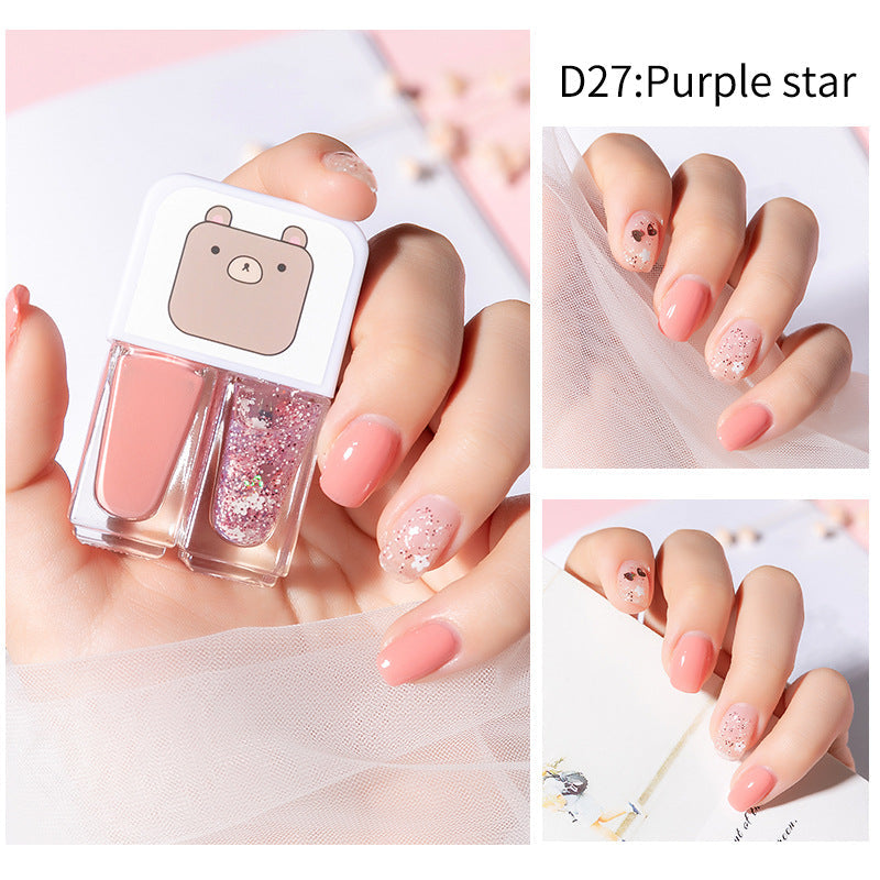 Two-color nail polish new water-based peelable no-bake quick-drying children's nail polish set for pregnant women nail polish wholesale