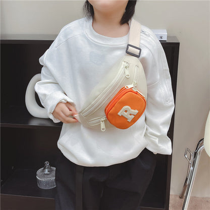 Children's chest bag handsome Korean crossbody bag all-match contrast color small backpack boys and girls go out change waist bag wholesale