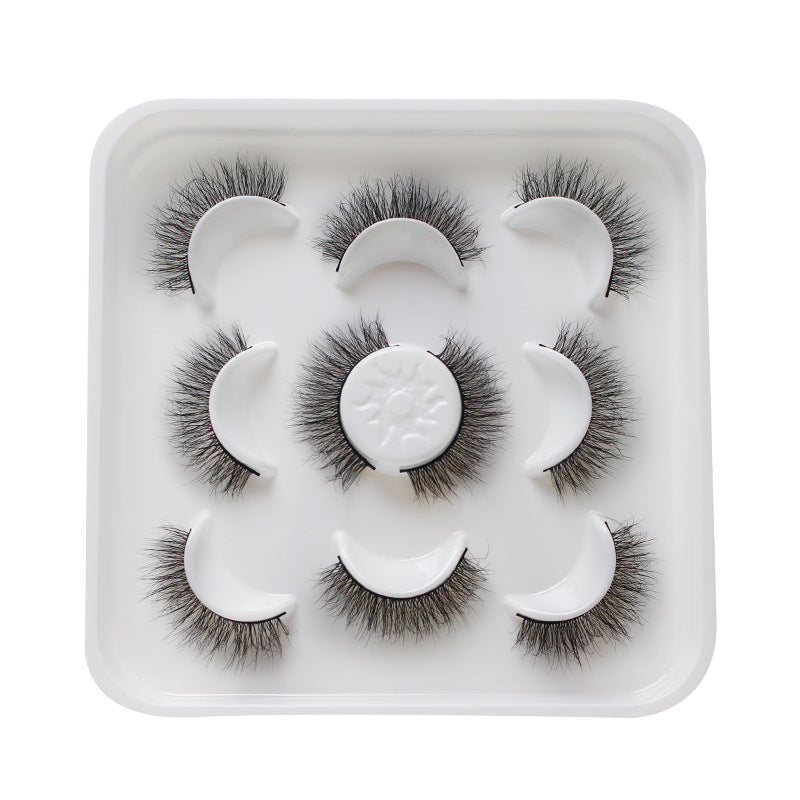 Dingsen false eyelashes factory cross-border stable supply fried hair a total of 5 pairs of messy thick eyelashes