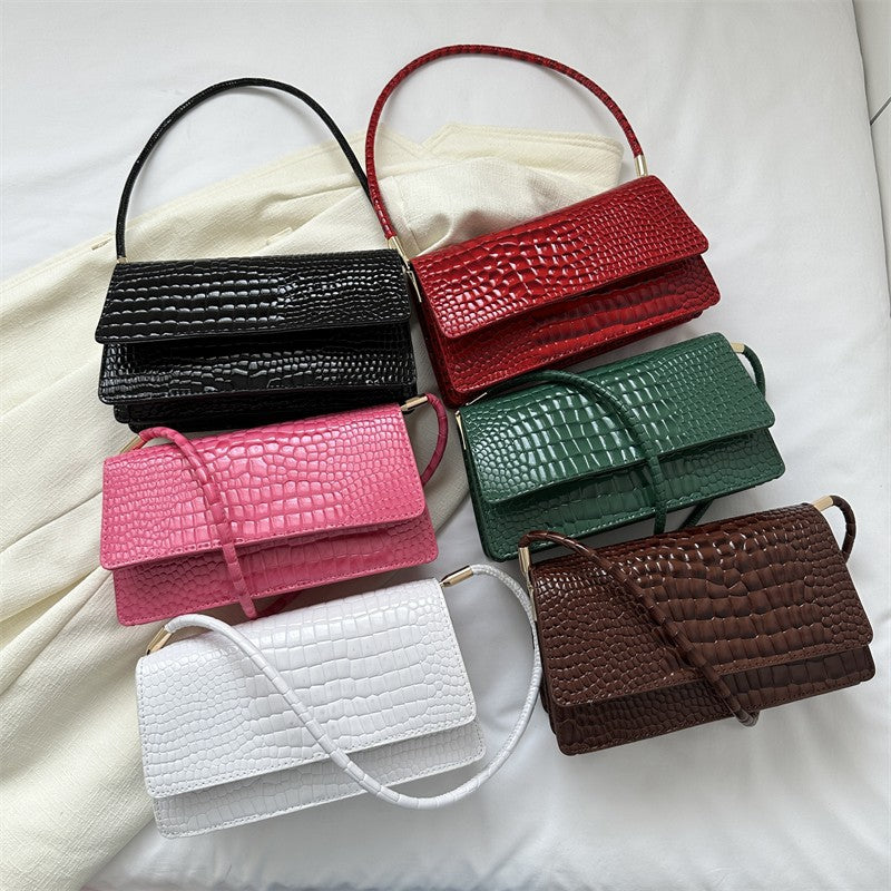 Wholesale underarm bags for women 2024 new fashion simple crocodile pattern shoulder bag solid color trendy versatile shoulder bag 