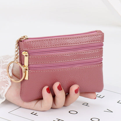 Wholesale coin purse women's short genuine leather texture small wallet multifunctional driver's license card holder soft leather key bag zipper bag 