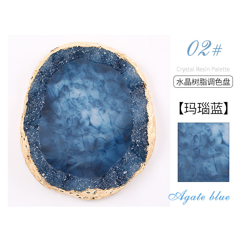 Cross-border hot-selling nail art agate palette gold-rimmed resin crystal agate painted palette nail piece display tool