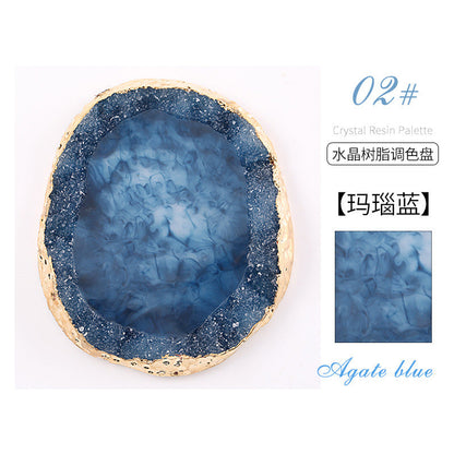 Cross-border hot-selling nail art agate palette gold-rimmed resin crystal agate painted palette nail piece display tool