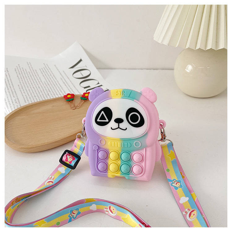 Cartoon Little Panda Baby Coin Purse Bubble Silicone Children's Messenger Bag Color Lollipop Children's Bag Wholesale