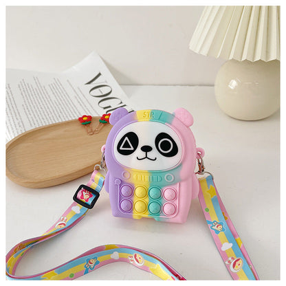 Cartoon Little Panda Baby Coin Purse Bubble Silicone Children's Messenger Bag Color Lollipop Children's Bag Wholesale