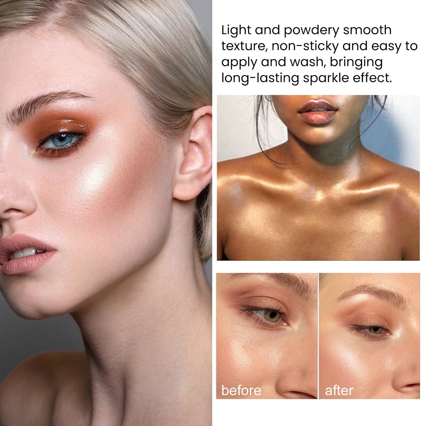 EELHOE Highlight Pat Powder Light Highlight Brightening Natural Three-dimensional Contouring Powder Beach រំលេចរូបរាងកាយសិចស៊ី 