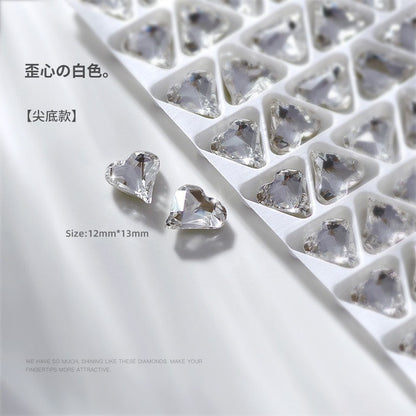 Nail art diamond jewelry special-shaped diamond white crystal transparent color pointed bottom crooked heart axe water drop rectangular butterfly nail diamond