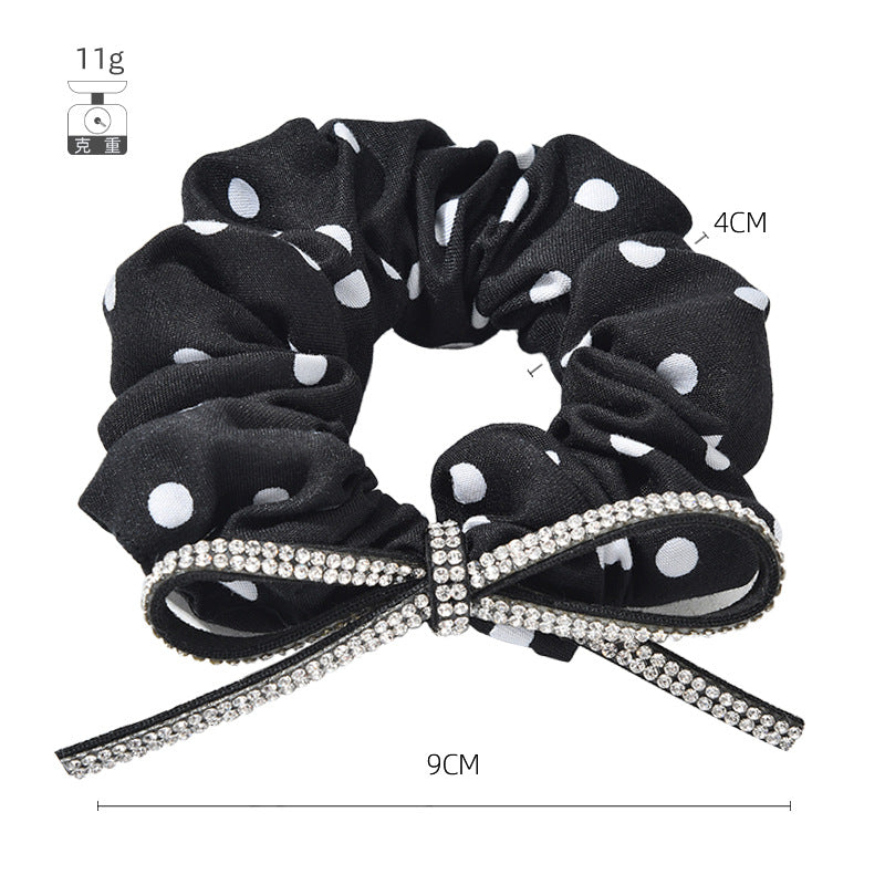 Amazon cross-border European and American new large intestine hair ring head flower polka dot diamond bow large intestine hair ring hair accessories for women