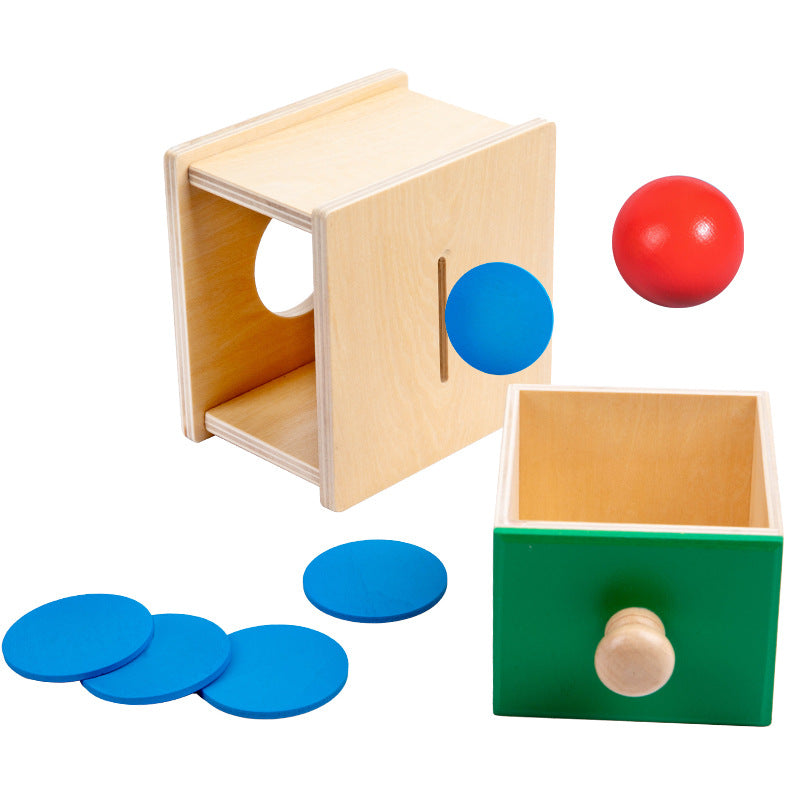 Kindergarten wooden two-in-one intelligence box pitching coin box Montessori infant intelligence development toy teaching aids