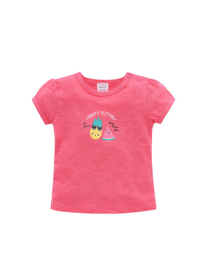 2024 Summer T-shirt Fruit Letters Girls Top Round Neck Short Sleeve Infant Bottom Shirt Spot Children T-shirt Manufacturer 