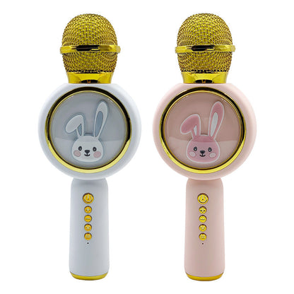 New X6 children's microphone cute shape microphone audio all-in-one machine children's portable colored lights Bluetooth karaoke treasure