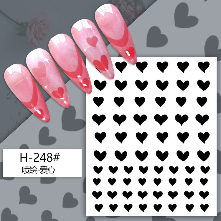 Nail art spray painting stickers airbrush hollow template stickers French smile line love butterfly star spray painting nail stickers