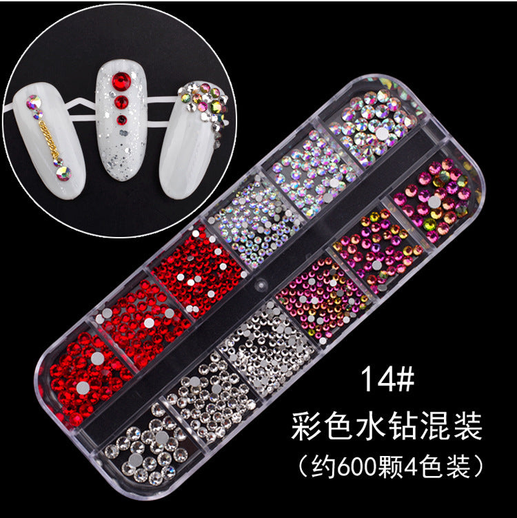 Nail accessories rhinestones flat bottom diamonds hollow rivet nail stickers diamond sequins colored diamonds flat bottom pearl shell pieces Japanese style