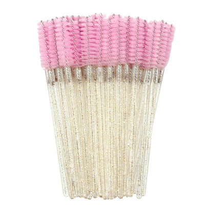 Wholesale crystal rod nylon head eyelash brush portable beauty makeup tool grafting eyelash comb