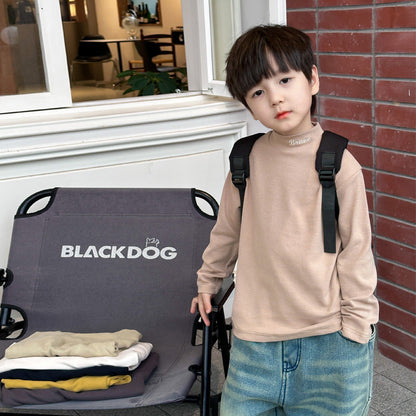 Amo Beibei children's winter A-type long-sleeved tops for boys and girls, all-match wool pull-up warm bottoming shirt