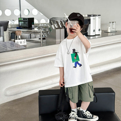 Children's pants boys overalls shorts summer outer wear baby casual shorts little boy loose Japanese style pants