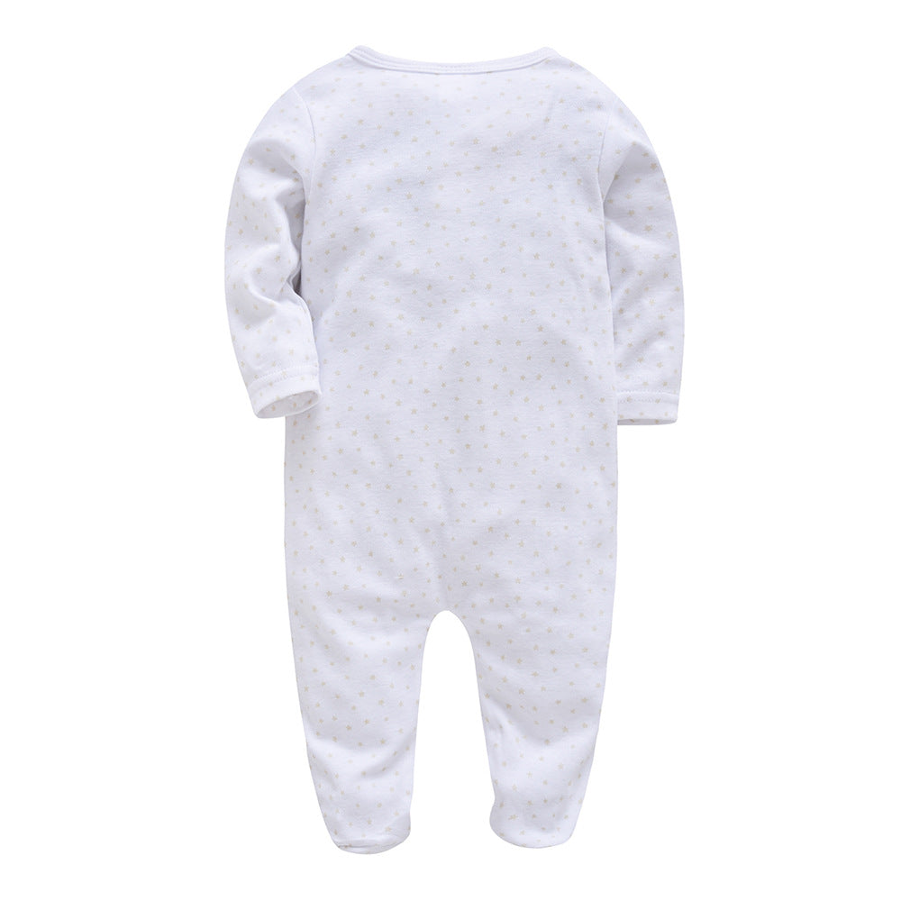 Crawling clothes pure cotton baby jumpsuit 3-piece set baby romper toddler foot-covered long-sleeved newborn pajamas cross-border wholesale