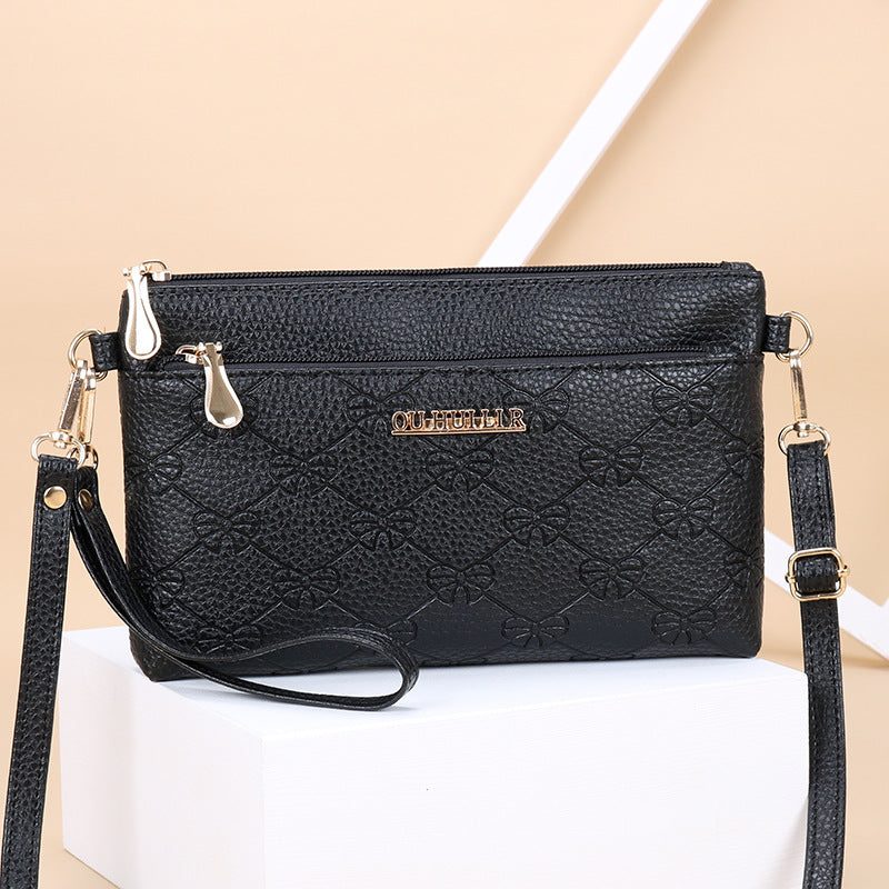 Women's bag new style shoulder bag soft leather mobile phone bag fashion messenger bag women simple handbag Korean style women's small square bag 