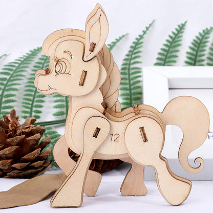 Children's wooden cartoon animal 3D puzzle baby early education 3D wooden puzzle educational toys