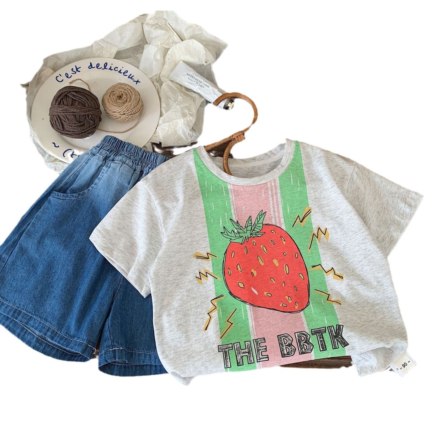 Children's T-shirt Bangcheng 2024 summer new arrival boy's big strawberry casual top children's T-shirt children's clothing short-sleeved G0188