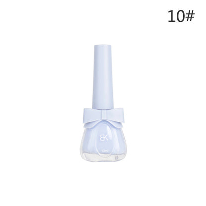 BK new bow seven-day water-based nail polish pure color free baking summer net red white macaron 13ml 