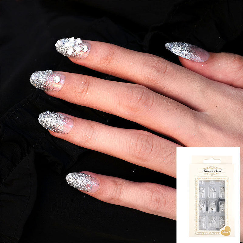 Amazon's best-selling wearable nails, French-style high-end short nail pieces, can be worn repeatedly and removable fake nail patches