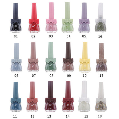 BK new 18-color seven-day water-based nail polish pure color no-bake autumn and winter style net red white macaron 13ml