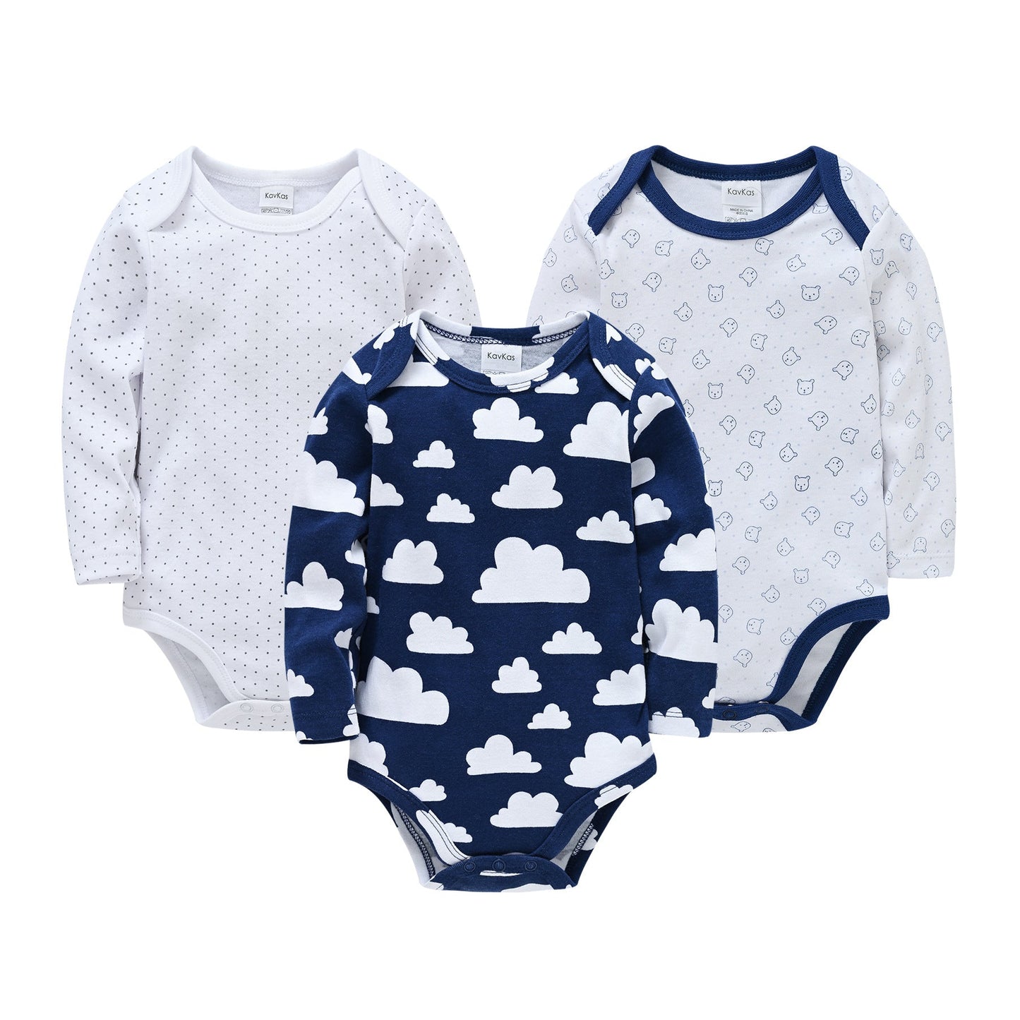 Baby cartoon newborn onesie baby envelope collar long sleeve triangle romper three-piece baby romper