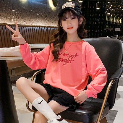 Girls 2024 new tops sweatshirts spring trend middle and large children spring and autumn children's long-sleeved T-shirts girls spring and autumn tops