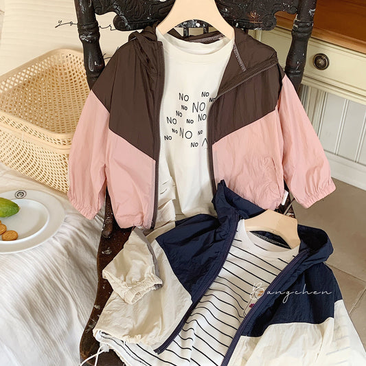 Children's jacket Bangcheng 2024 summer boys' color matching cardigan new children's clothing Korean version color matching sun protection clothing G0157