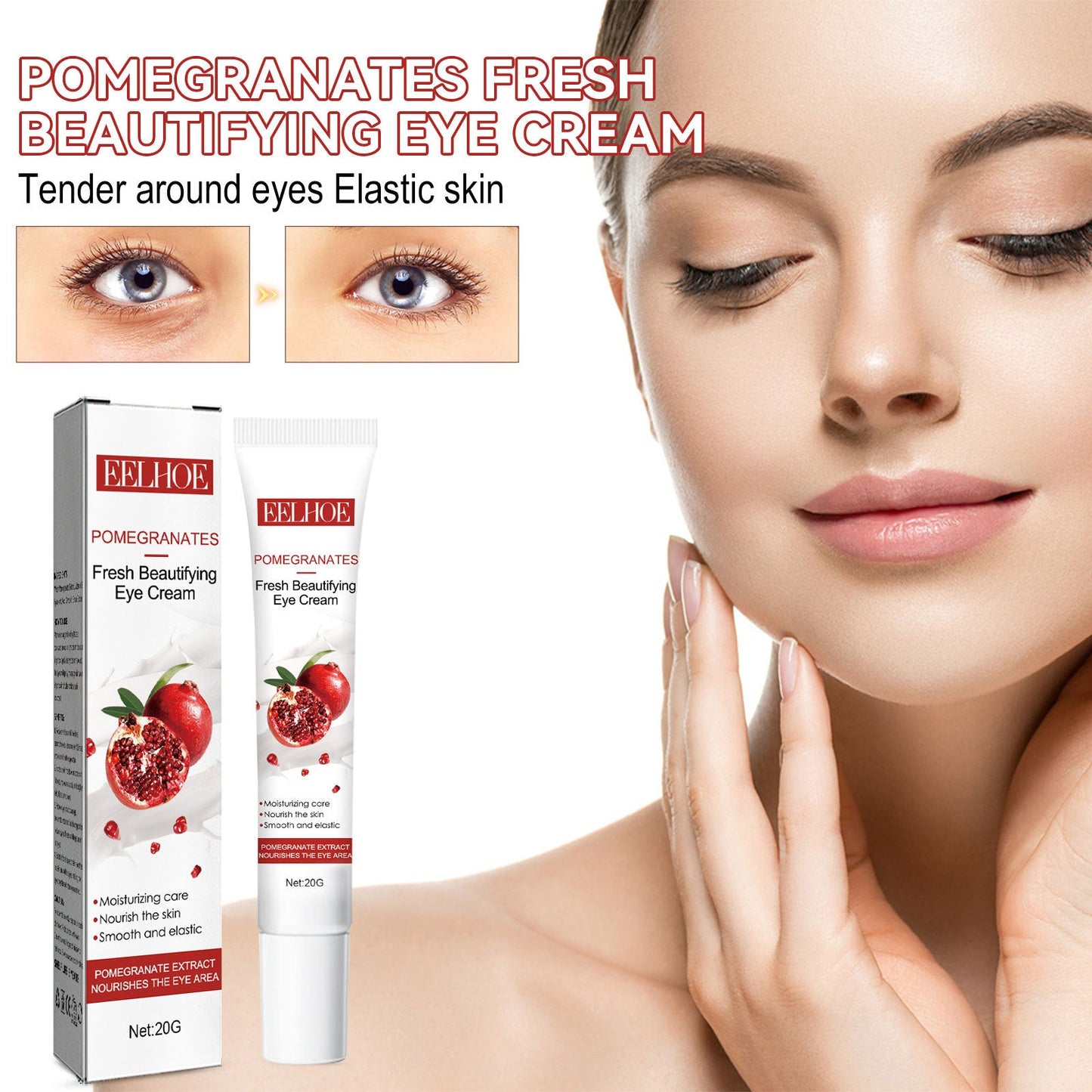 EELHOE Pomegranate Eye Cream Lightens Fine Lines and Crow's Feet Moisturizing Firming Eye Area Skin Care Eye Cream 