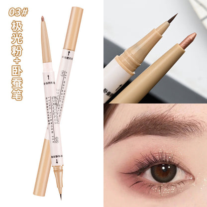 ប៊ិច eyeliner មានមុខពីរ លាបត្របកភ្នែកបែបធម្មជាតិ ធន់នឹងទឹក ធន់នឹងញើស ជាប់បានយូរ សម្រាប់សិស្សានុសិស្ស និងសិស្ស ទើបរៀនគូសថ្មីថ្មោង តម្លៃសមរម្យ