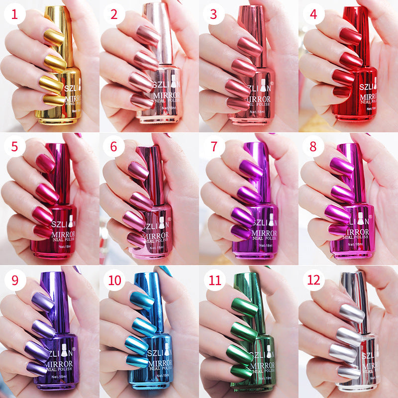 Cross-border 2023 new silver mirror nail polish 16 colors non-peelable metallic nail polish foreign trade manufacturers wholesale 