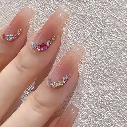 Handmade wearable nail wholesale crystal cat's eye Xiaohongshu hot selling whitening nail nail piece removable false nail patch