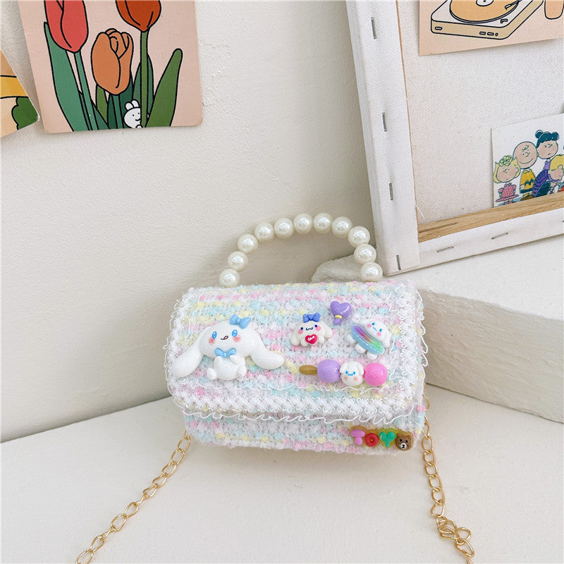 Fashion Pearl Handbag Children's Bag Simple Chain Girls Messenger Bag Beaded Mini Parent-child Shoulder Bag Wholesale 