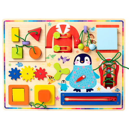 Cross-border children's wooden colorful universe busy board baby Montessori early education hand-eye coordination parent-child educational toys