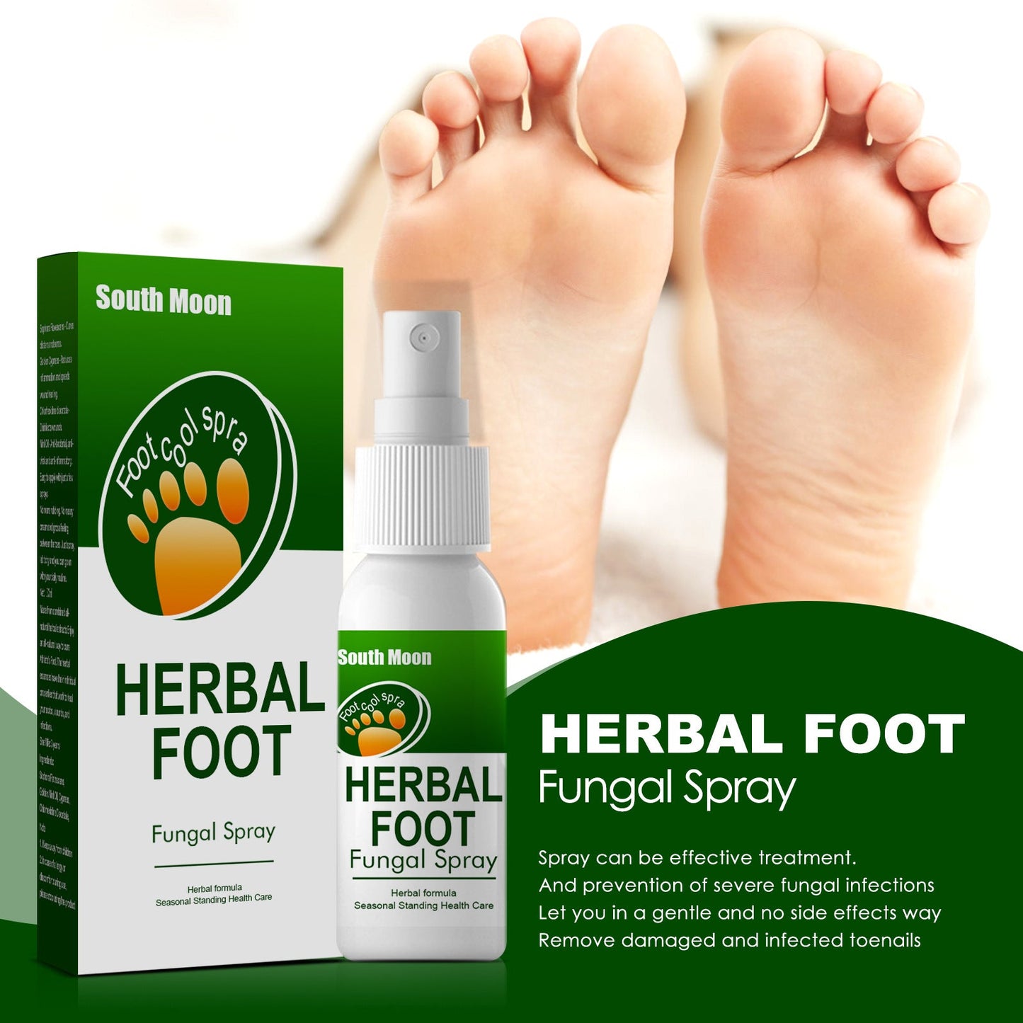 South Moon Herbal Foot Spray បាញ់បំបាត់ការរមាស់ជើងរបស់អត្តពលិក Deodorizing Peeling Foot Care Spray 