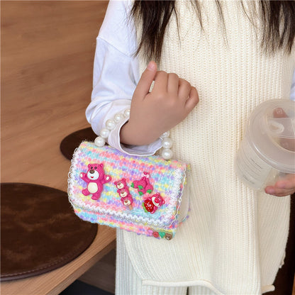 Korean version children's accessories bag female cartoon cute small fragrance style princess chain bag fashion pearl handbag wholesale 