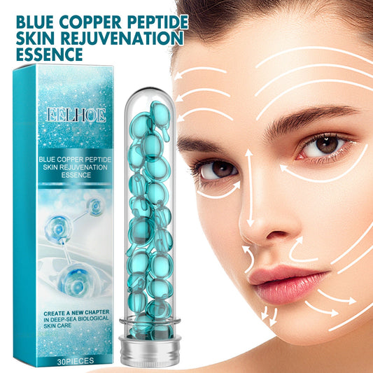 EELHOE Blue Copper Peptide Facial Capsule Essence Firms Skin Brightens Skin Refreshing Skin Care Facial Essence 