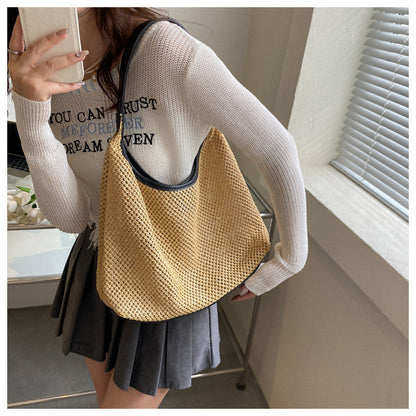 2024 new women's bag trend urban simple shoulder bag retro woven high value all-match tote bag wholesale 